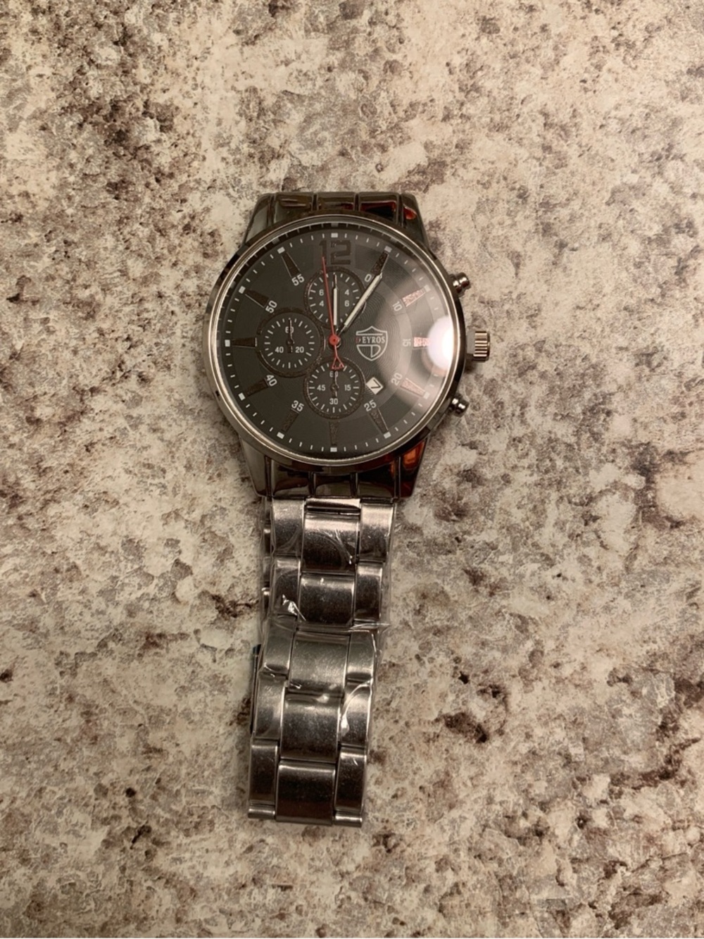& Other Stories Men's Silver Stainless Steel Chronograph Watch with Black Dial